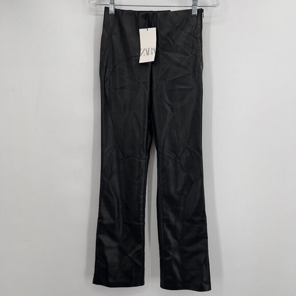 ZARA Faux Leather Hi-Rise Leggings - Black, Size S NWT - Picture 1 of 12